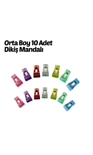 Dikiş Nakış Kağıt Kumaş Sıkıştırma Mandalı Orta Boy 10 Adet