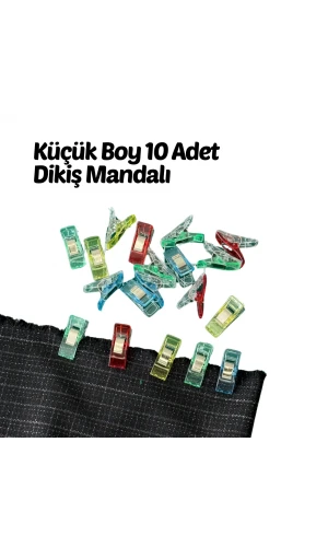Dikiş Nakış Kumaş Kağıt Sıkıştırma Mandalı Küçük Boy 10 Adet