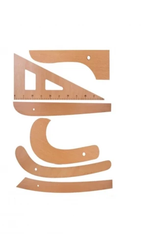 Terzi Modelist Tekstil 6 Parça Ahşap Cetvel Riga Gönye Takımı