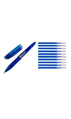 Ütü Buharı ve Isı iIe Uçan Silinebilen Refill Kalem İçi ve Kalem Mavi 11 Adet