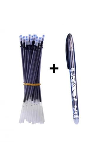 Ütü Buharı ve Isı ile Uçan Silinebilen Refill Kalem İçi ve Kalem Siyah 11 Adet