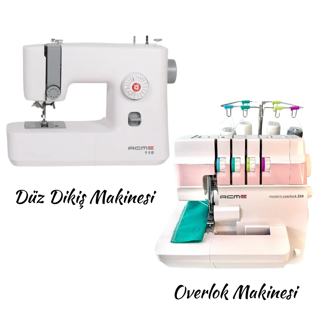 Acme Düz Dikiş Makinesi ve Ev Tipi Overlok Makinesi İkili Set