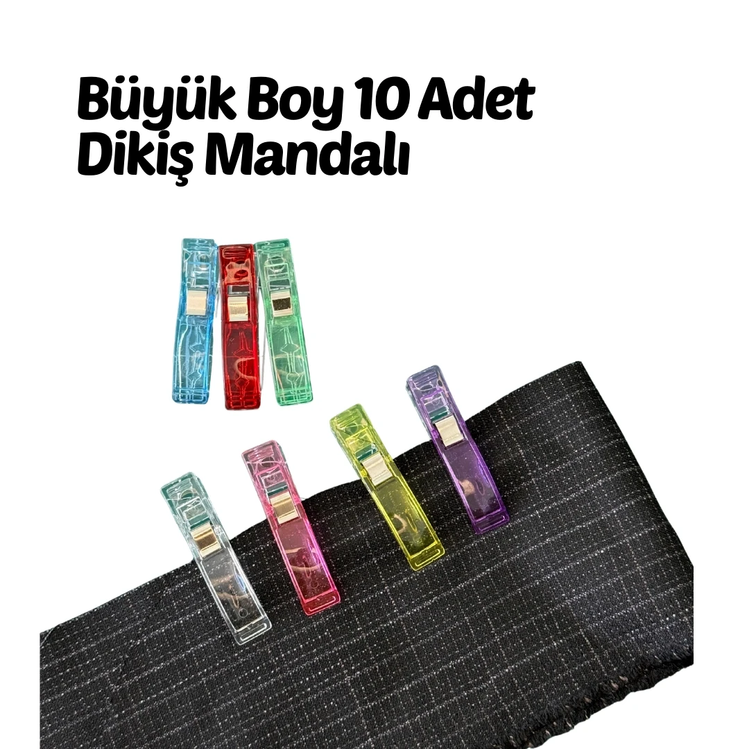 Dikiş Nakış Kağıt Kumaş Sıkıştırma Mandalı Büyük Boy 10 Adet