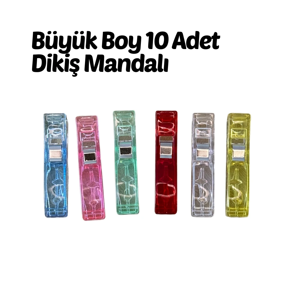 Dikiş Nakış Kağıt Kumaş Sıkıştırma Mandalı Büyük Boy 10 Adet