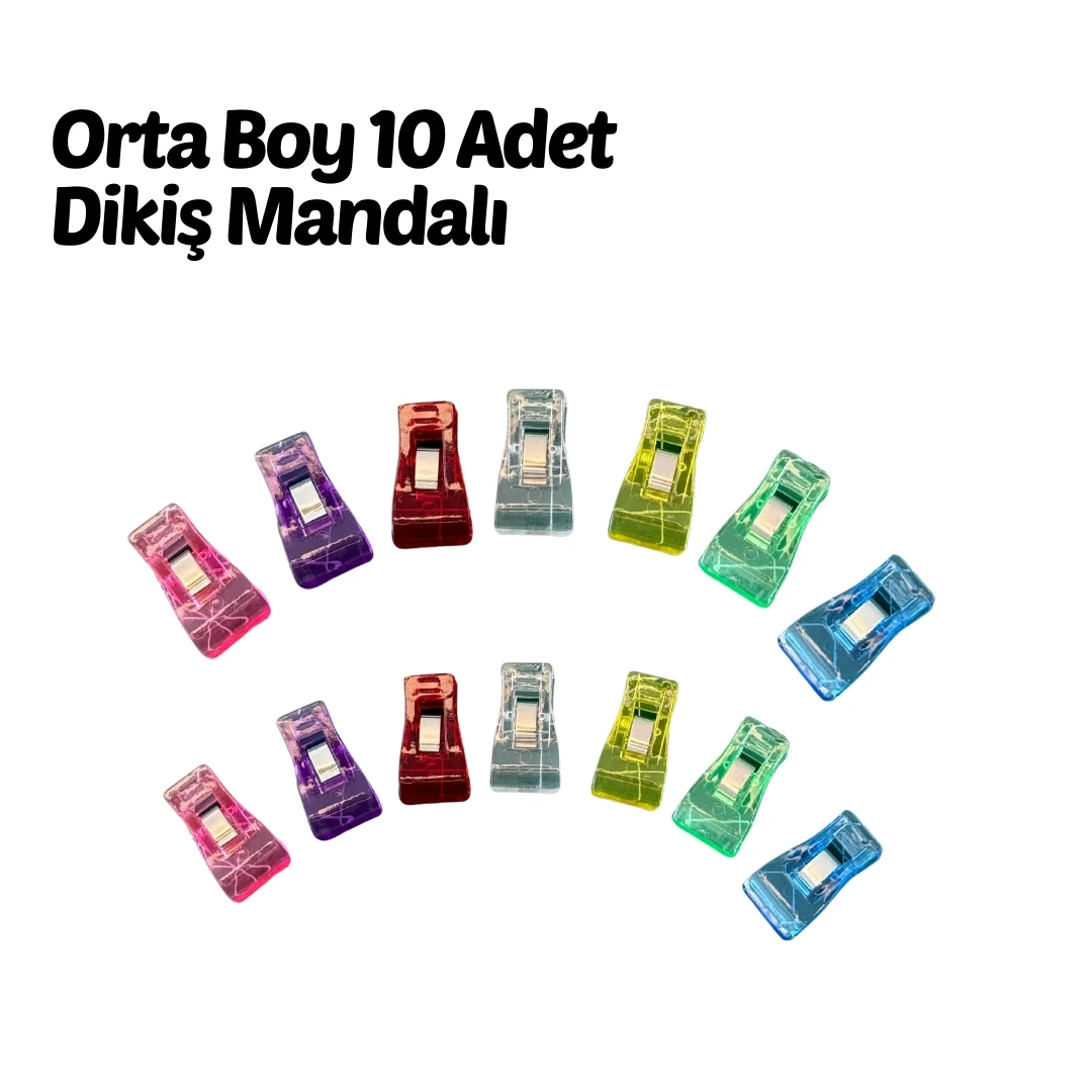 Dikiş Nakış Kağıt Kumaş Sıkıştırma Mandalı Orta Boy 10 Adet