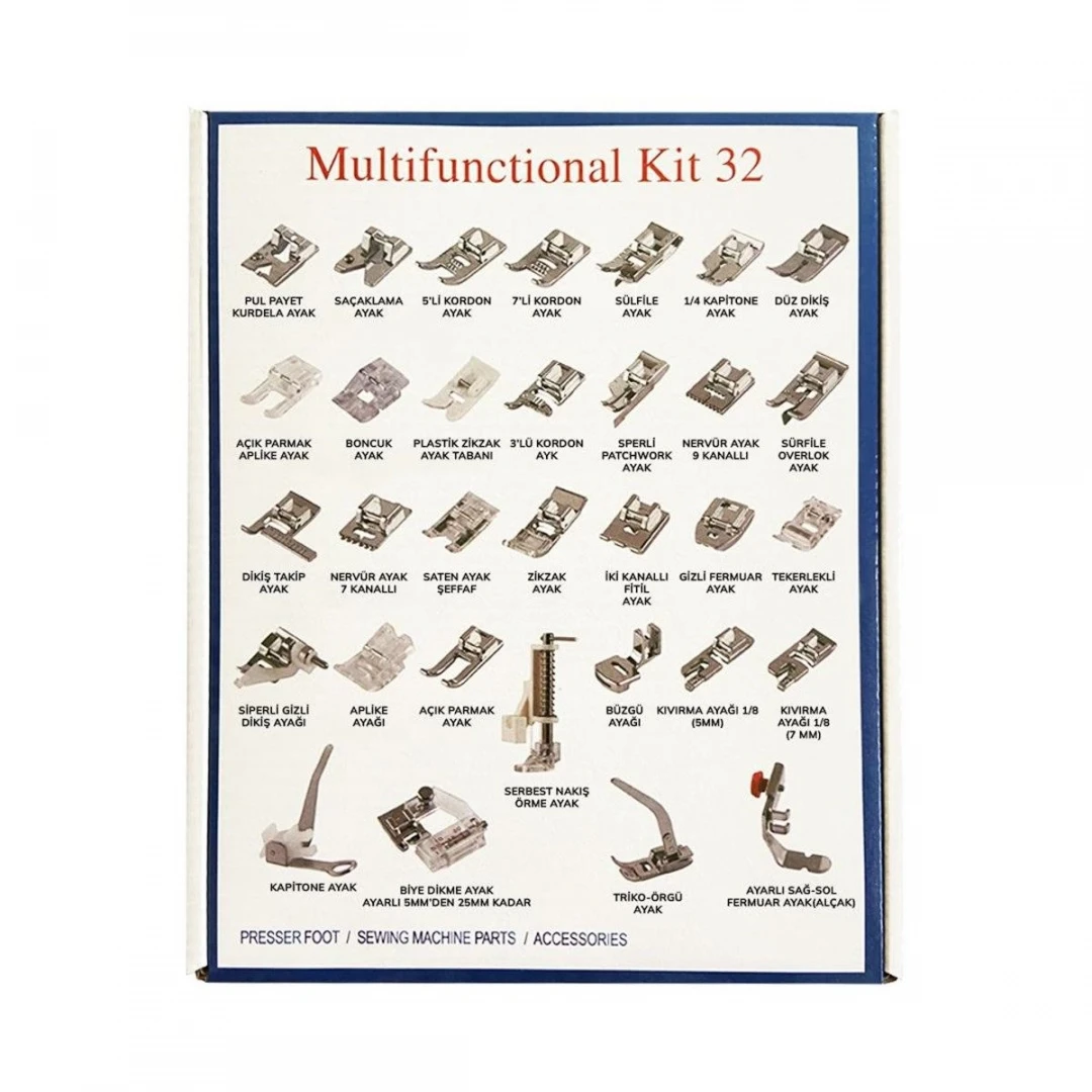 Ev Tipi Aile Dikiş Makinası 32 Parça Ayak Seti