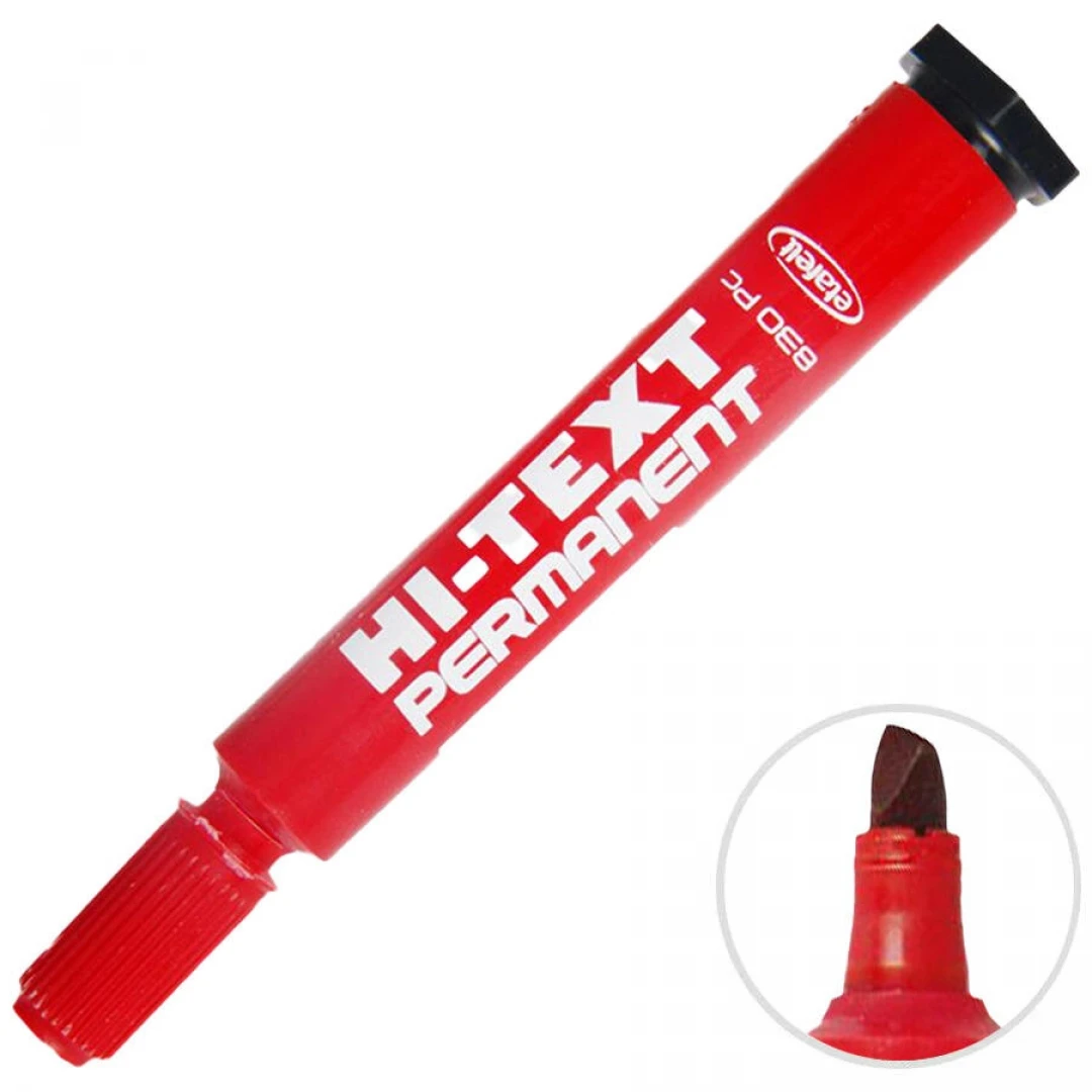 Hi-Text Marker Kesik Uçlu Kırmızı Koli Kalemi 830PC 12li
