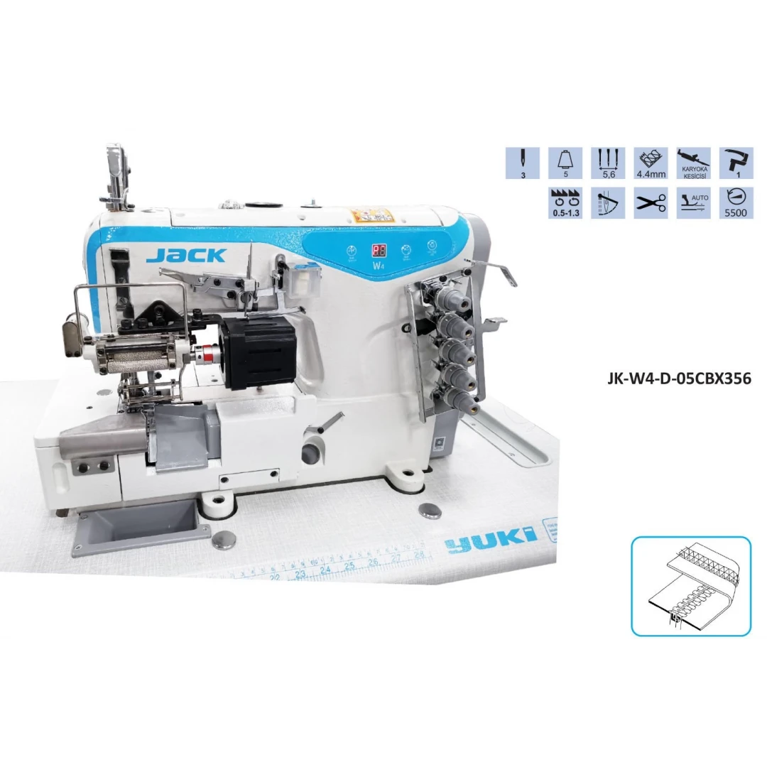 Jack W4-D-05CBX356 Sağdan Bıçaklı Elektronik Merdaneli Bayan Kilot Reçme Makinası