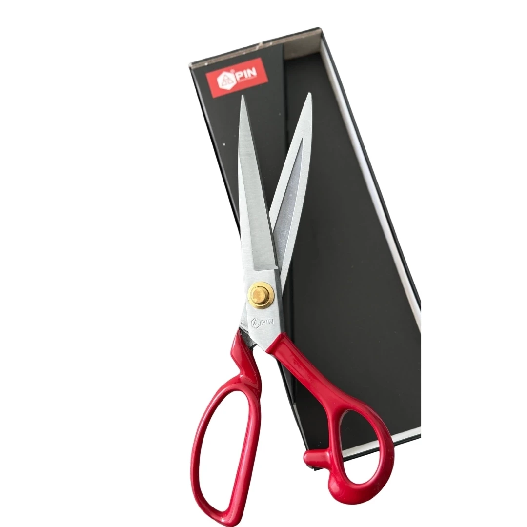 Pin 10 İnç Kırmızı Prosefyonel Kumaş Kesim Makası- Terziler ve Dikiş için Dayanıklı Kesim Makası