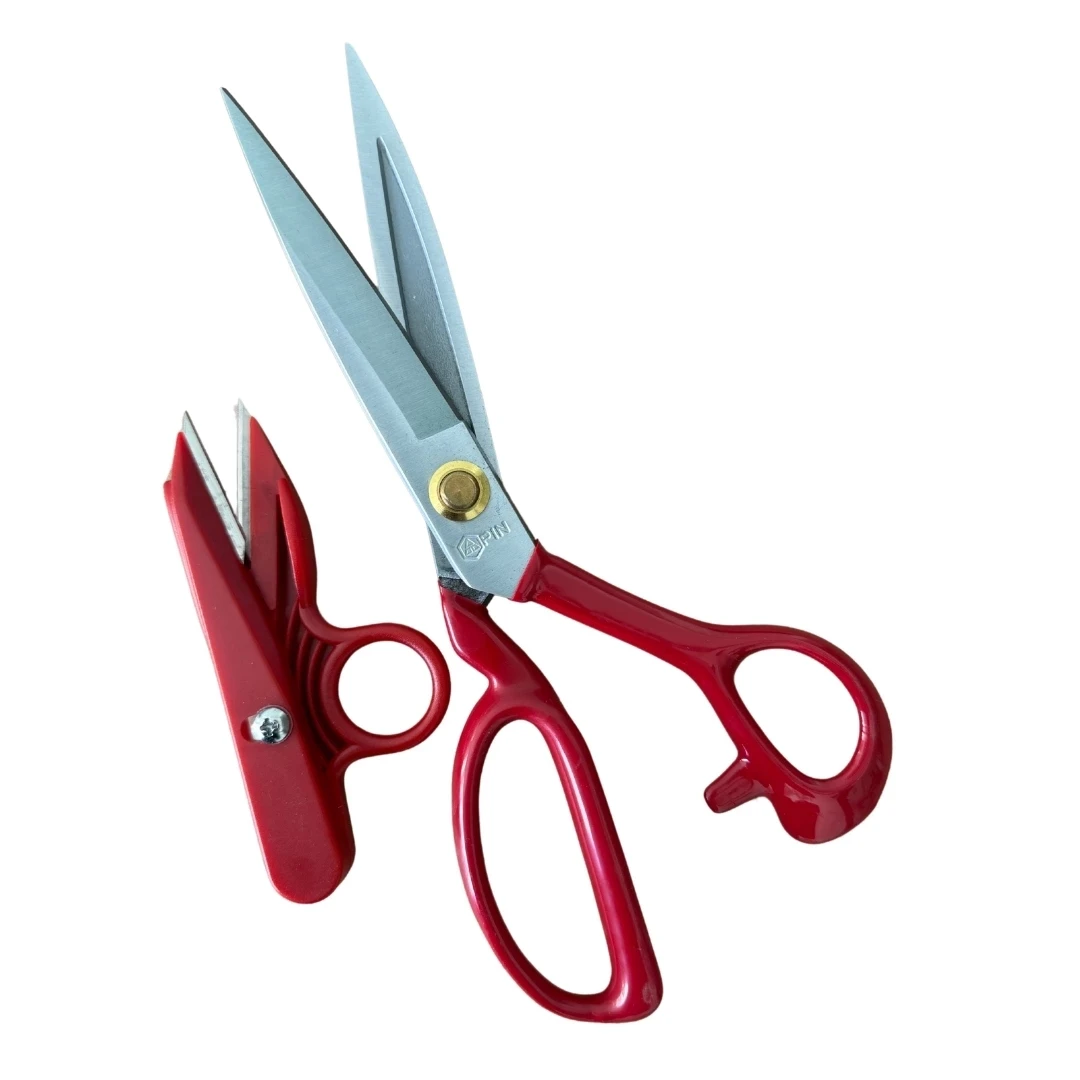 Pin 9 İnç Kırmızı Prosefyonel Kumaş Makası- Terziler ve Dikiş İçin Dayanıklı Kesim Makası