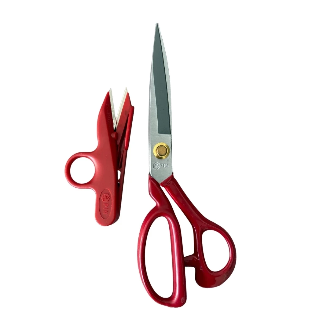 Pin 9 İnç Kırmızı Prosefyonel Kumaş Makası- Terziler ve Dikiş İçin Dayanıklı Kesim Makası