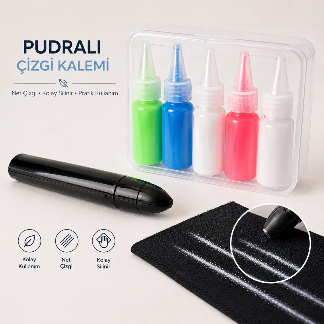 Pudralı Çizgi Kalemi 4 Renk Tüp Kolay Silinebilme