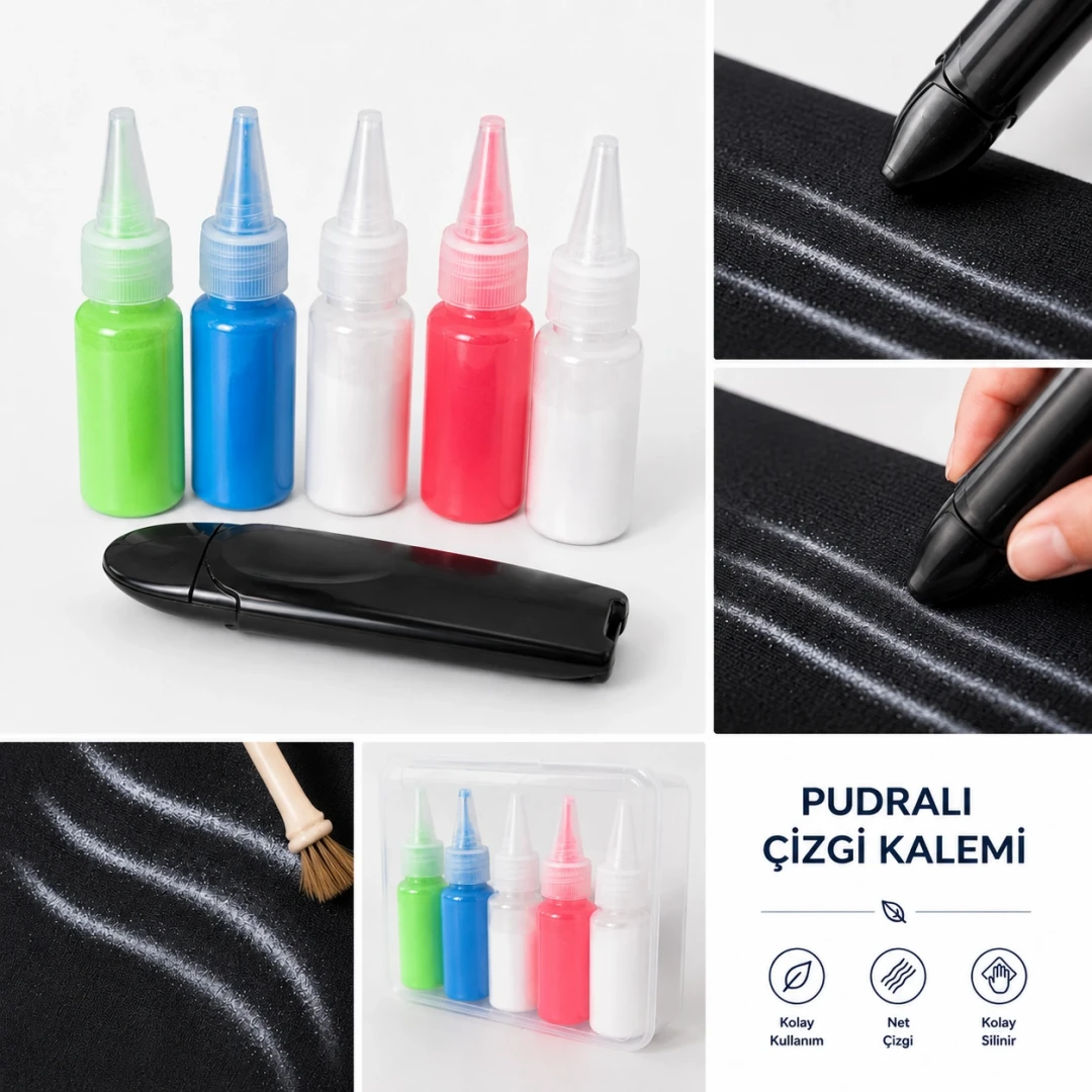Pudralı Çizgi Kalemi 4 Renk Tüp Kolay Silinebilme