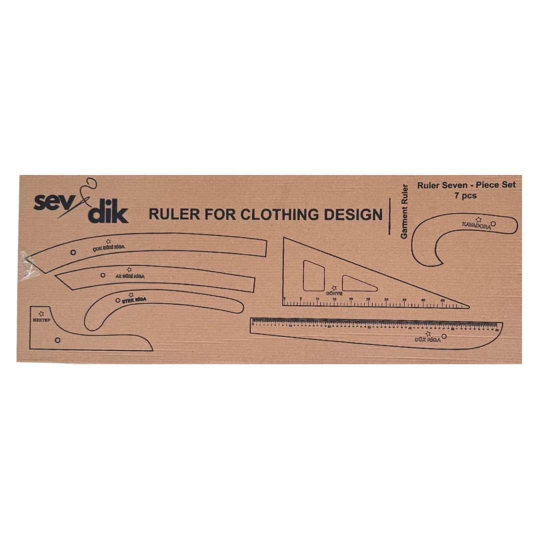 Sevdik Dikiş 7 Parça Ahşap Cetvel Seti