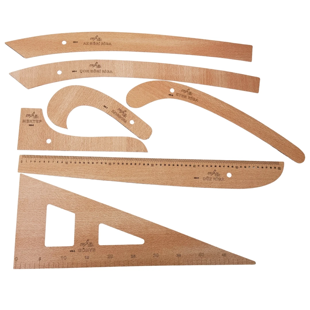 Sevdik Dikiş 7 Parça Ahşap Cetvel Seti