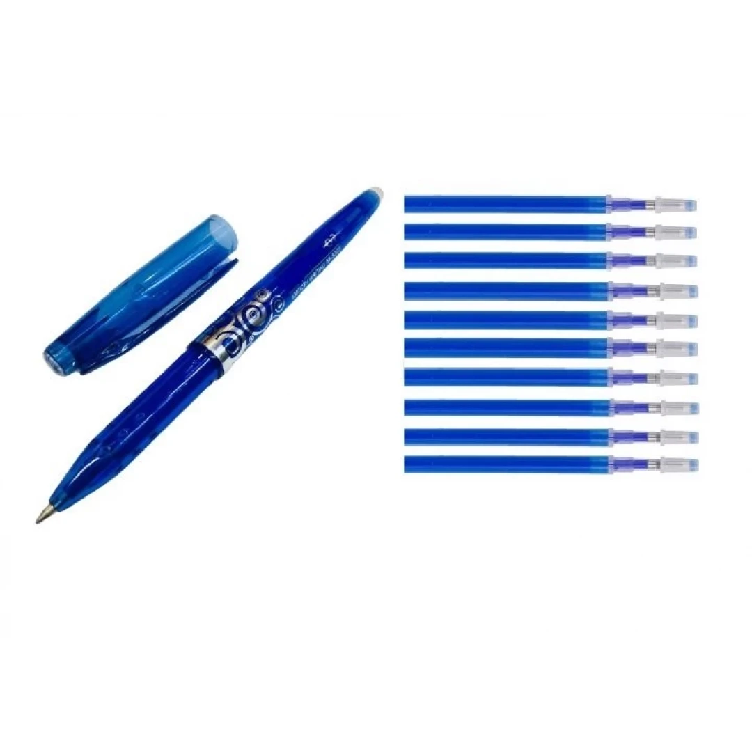 Ütü Buharı ve Isı iIe Uçan Silinebilen Refill Kalem İçi ve Kalem Mavi 11 Adet