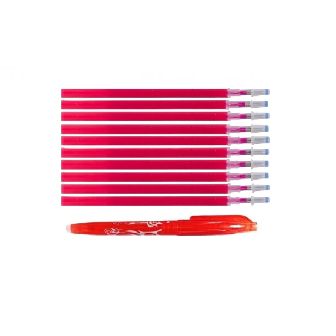 Ütü Buharı ve Isı ile Uçan Silinebilen Refill Kalem İçi ve Kalem Kırmızı 11 Adet
