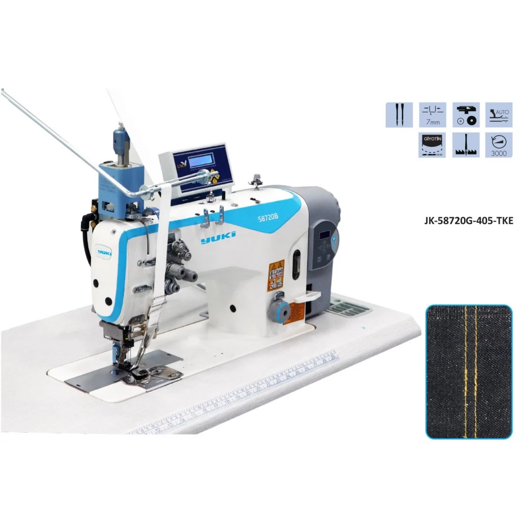 Yuki JK 58720G-405 Büyük Çağanozlu Biye Kesicili Sensörlü Çift İğne Dikiş Makinesi