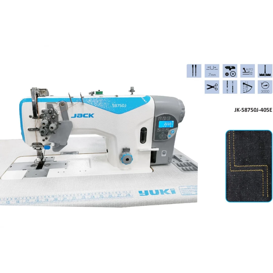 Yuki YK-8750D-403 Çift İğne İptalli İplik Kesicili Direct Drive Dikiş Makinesi