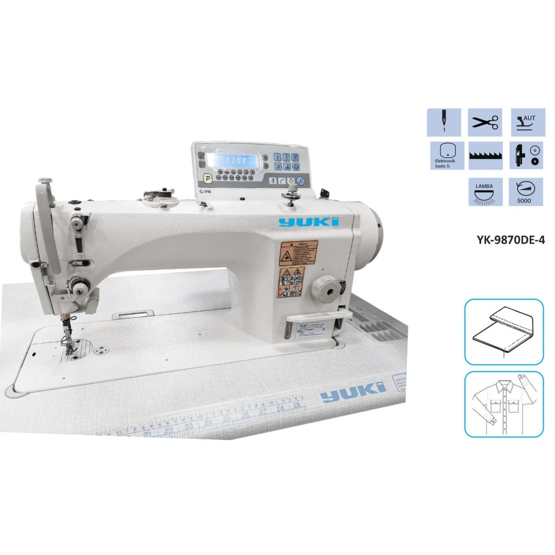 Yuki YK-9870DE-4 Düz Makine İplik Kesicili