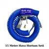 Blue Star Hava Kompresör Spiral Hava Hortumu Tabancası Ucu 15 metre Seti
