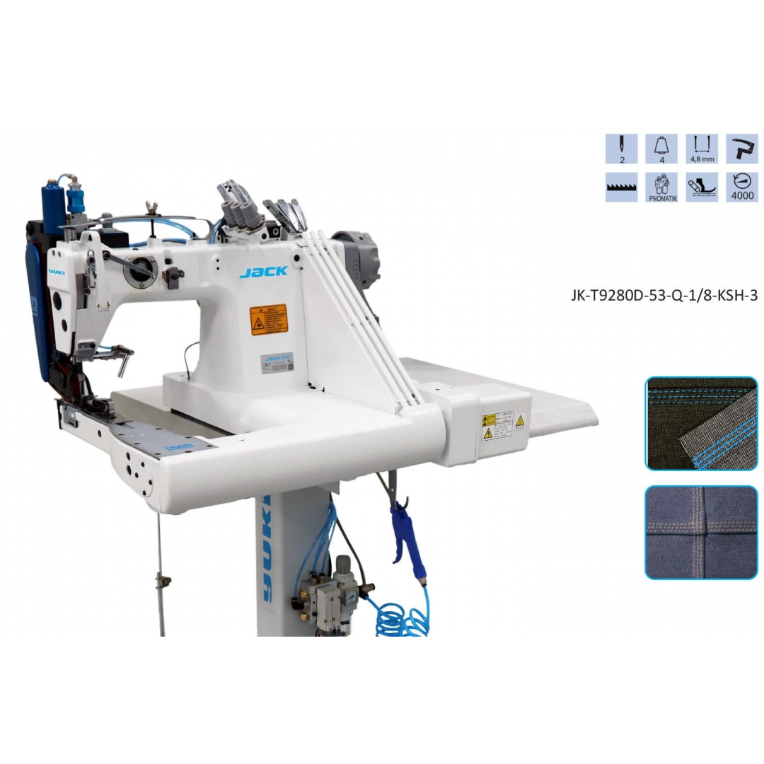 Jack JK-T9280D-53-Q-1/8 3 İğne Zincir Dikiş Kollu Makinesi (3,2mm
