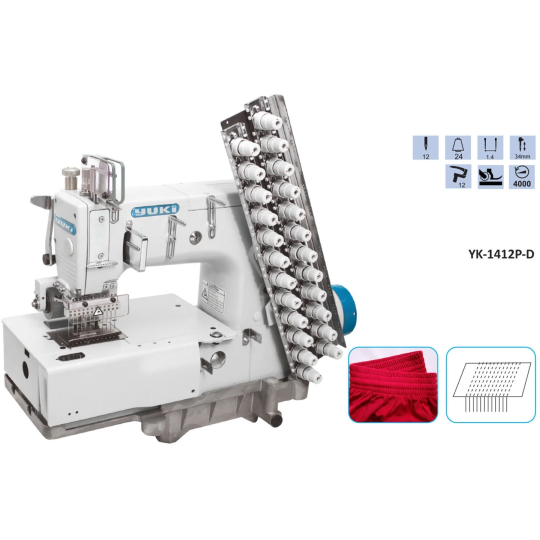 Yuki YK-1412P 12 İğne Zincir Dikiş Makinesi (6.4mm) - Zincir Dikiş