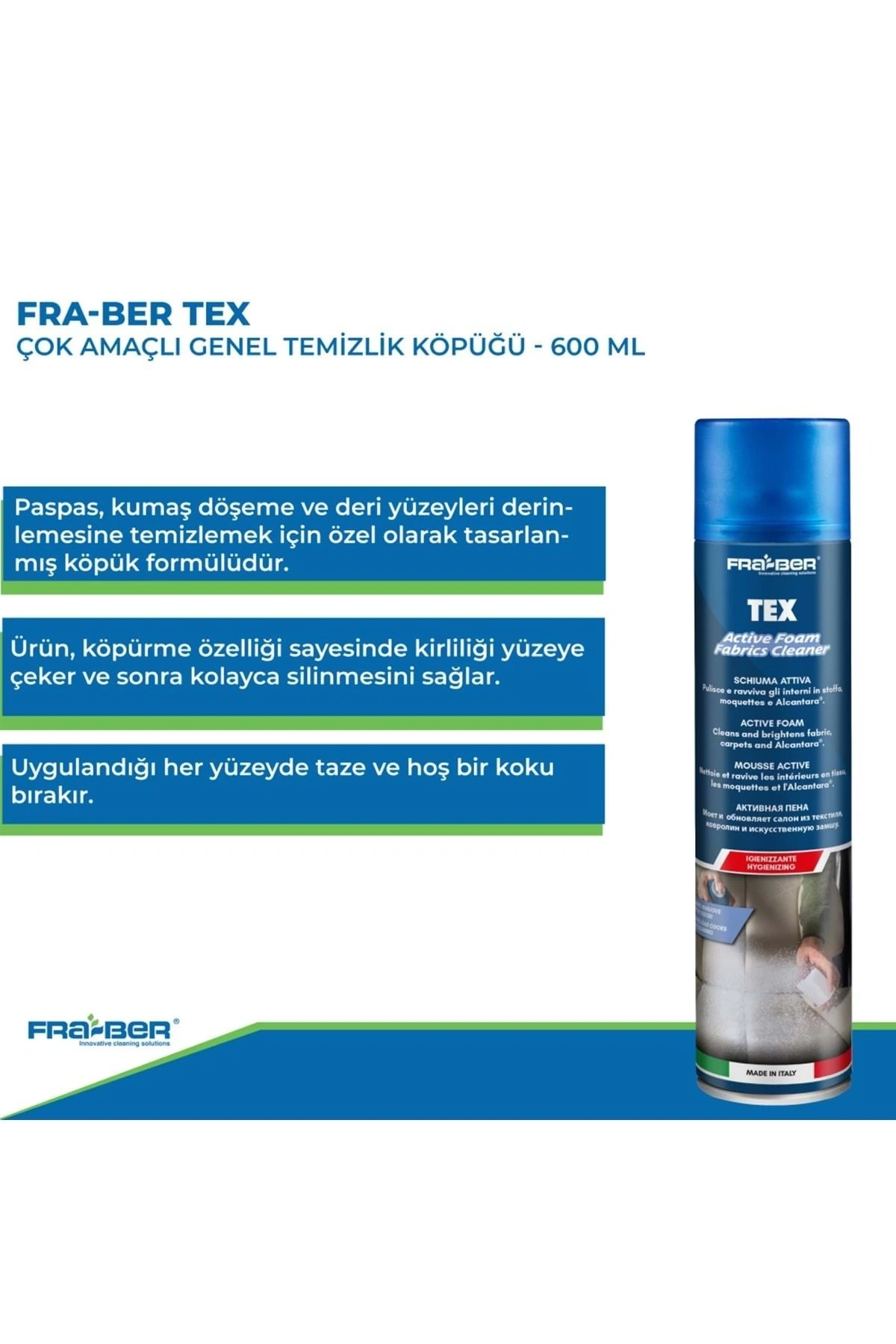FRA-BER Tex Çok Amaçlı Genel Temizlik Köpüğü - 600 ml