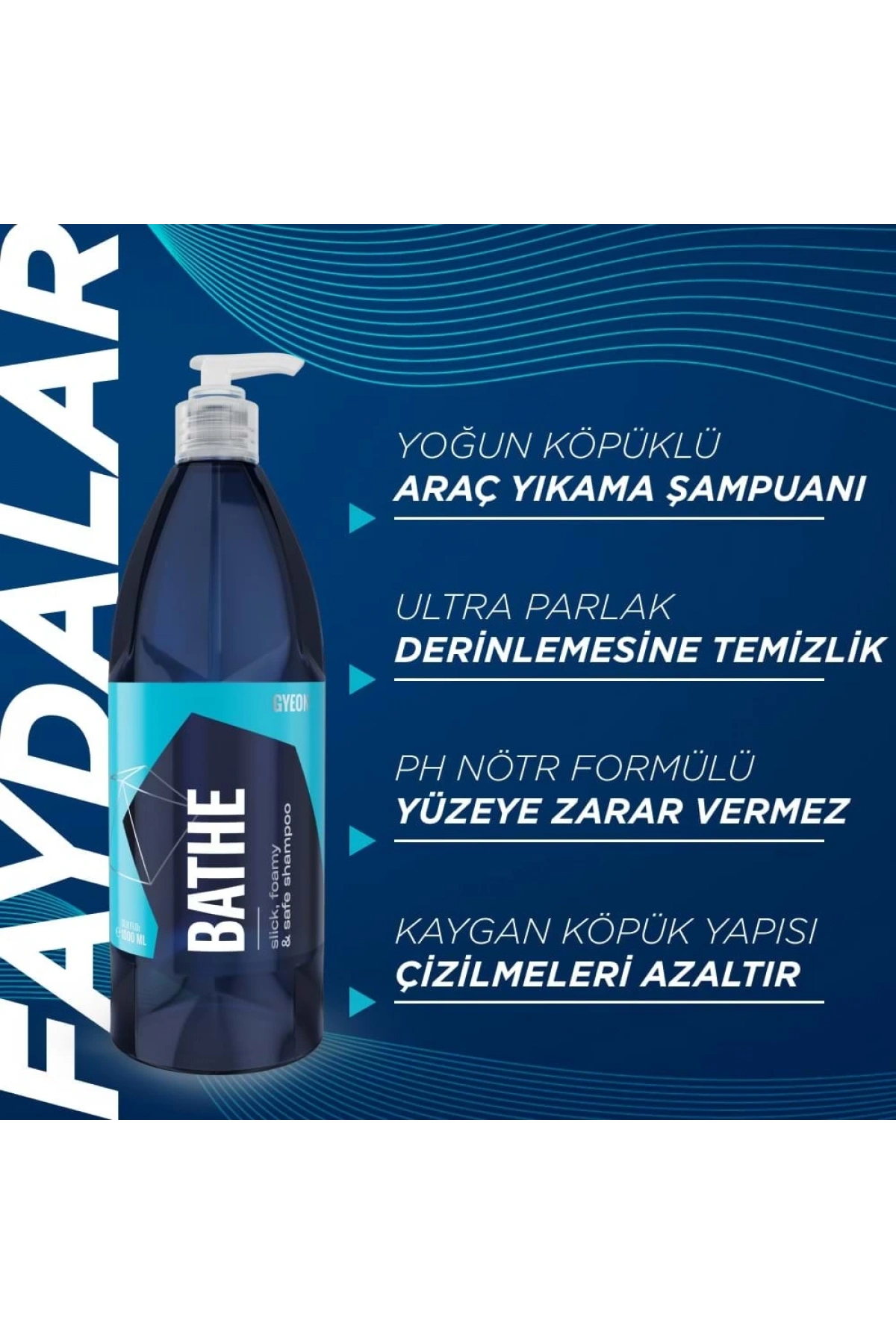 GYEON Q²M Bathe PH Nötr Cilalı Oto Şampuanı 1000 ml
