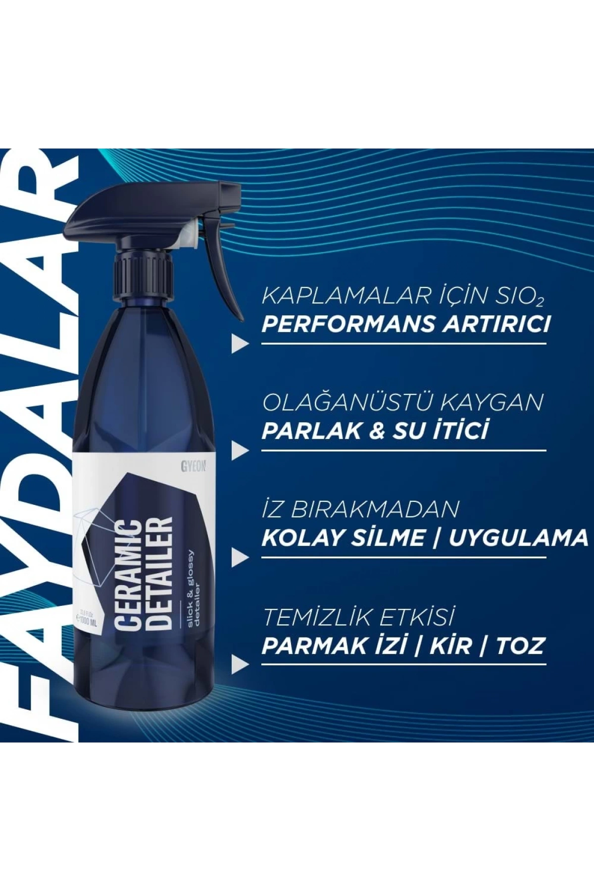 GYEON Q²M CeramicDetailer Seramik Yüzey Detaylandırıcı ve Parlatıcı - 1000 ml -Su İtici Oto Cila