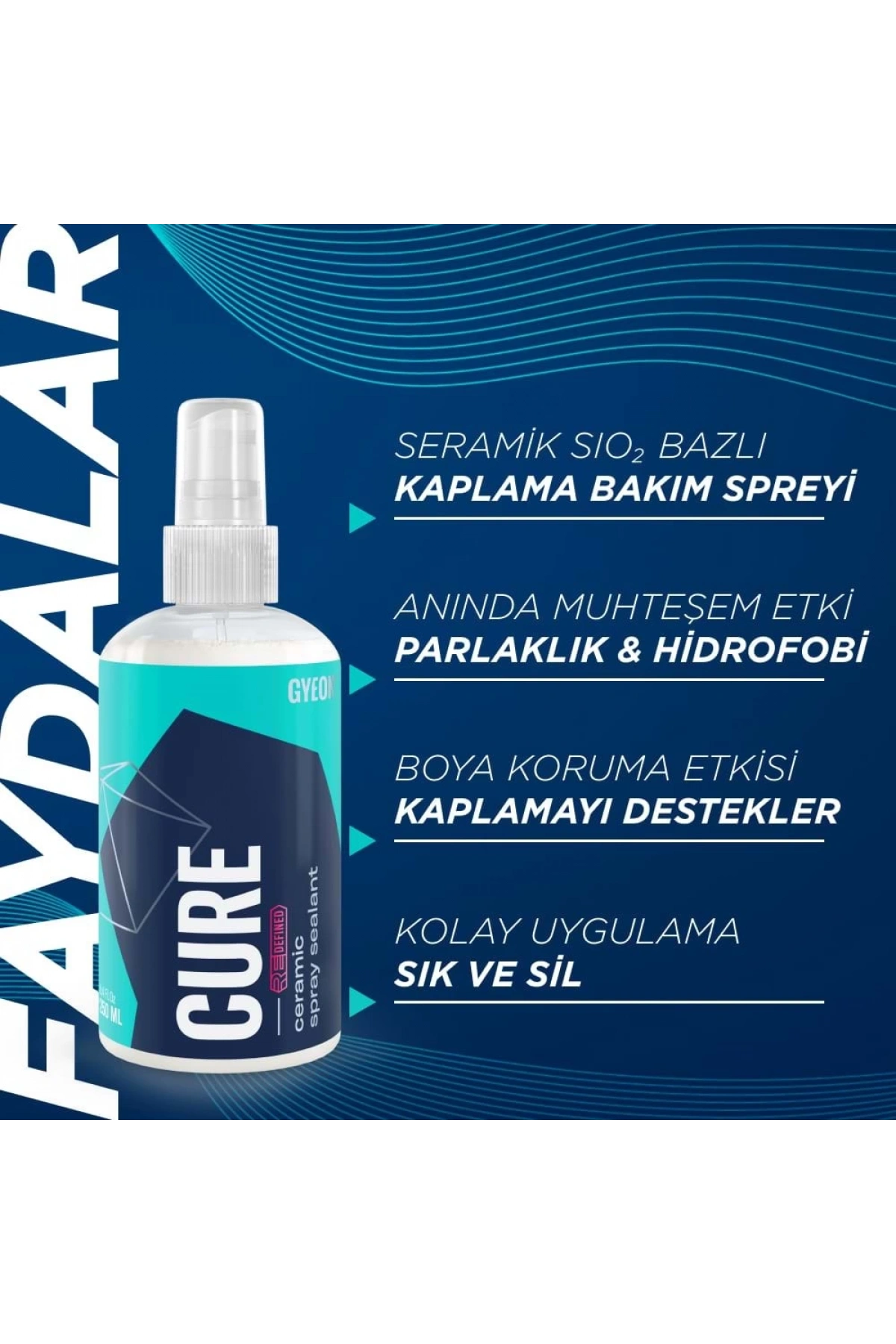 GYEON Q²M Cure REDEFİNED Araç Boya Koruma Ve Bakım Spreyi - 250 ml -Seramik Bazlı Koruyucu Nano Cila