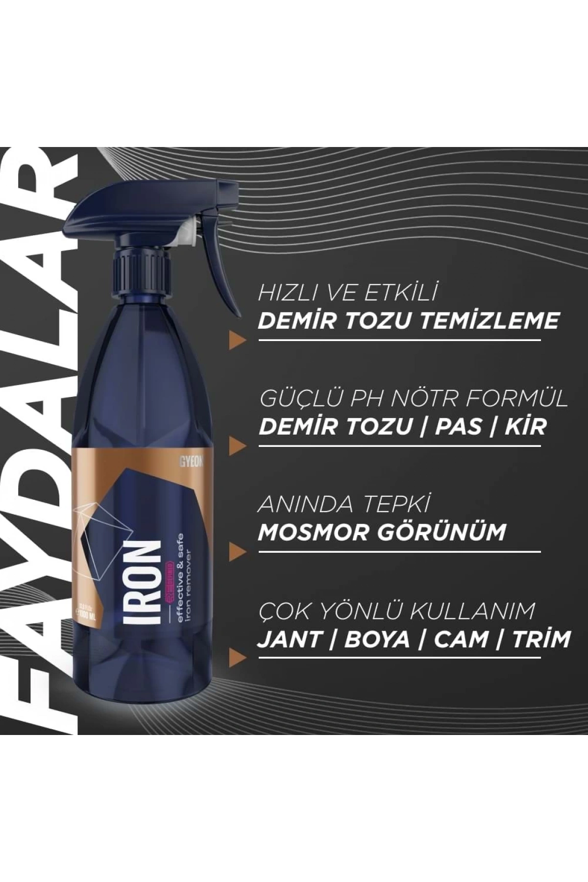 GYEON Q²M Iron REDEFINED Demir Tozu, Balata Tozu Temizleyici Ve Pas Sökücü PH Nötr 1000 ml