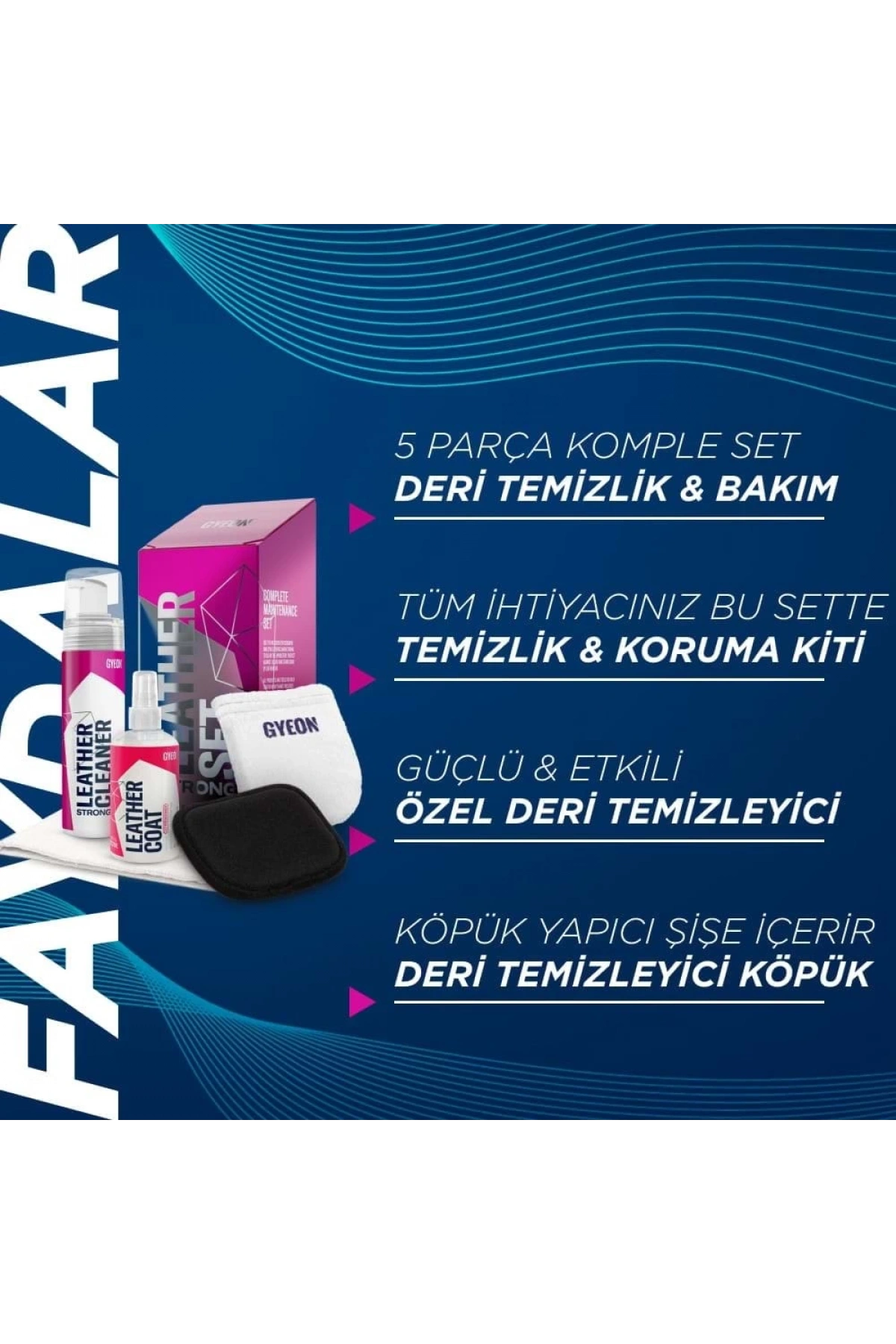 GYEON Q²M LeatherSet Strong Güçlü Deri Temizlik ve Bakım Seti (5 Parça) - 200 ml