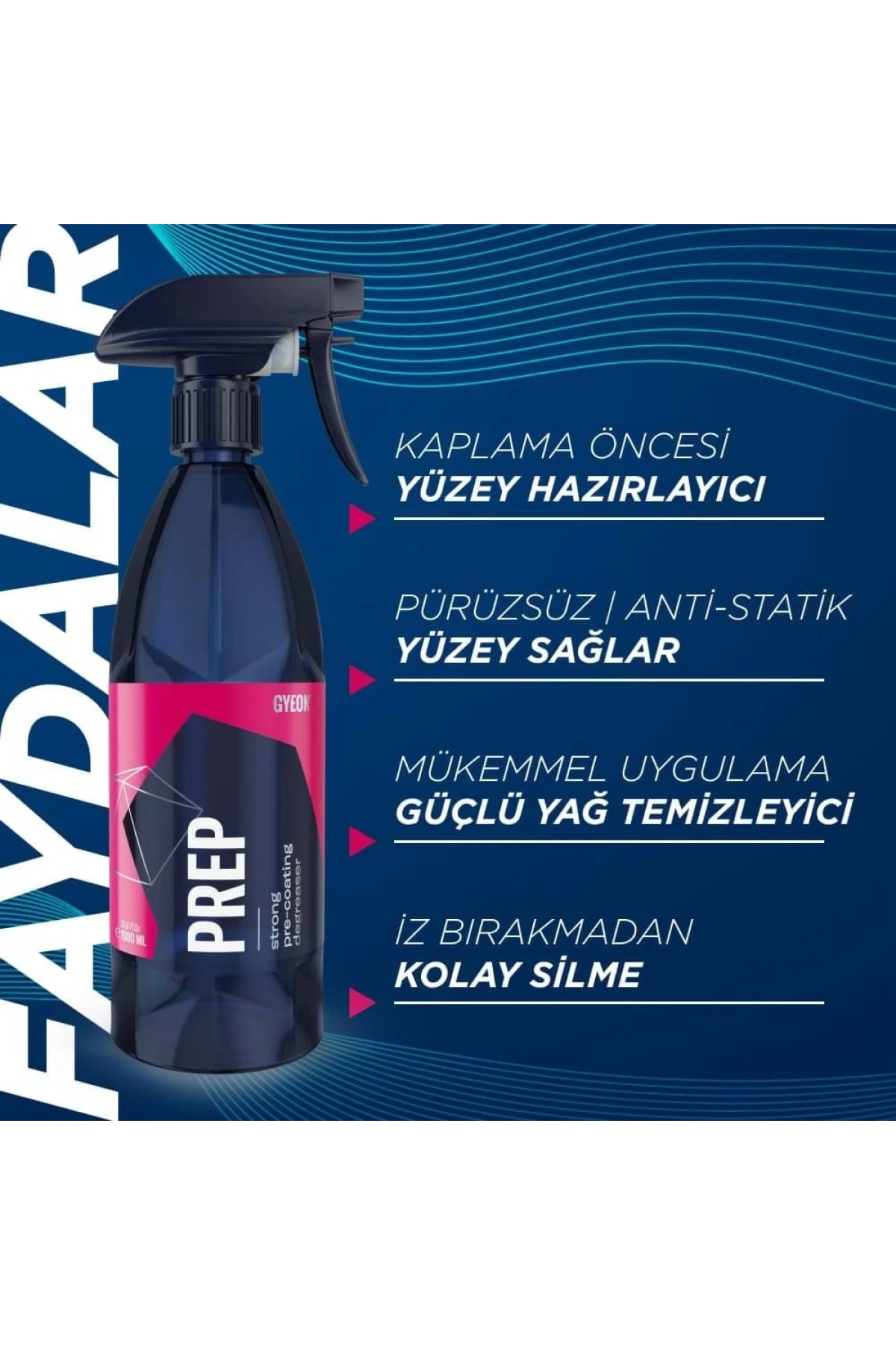 GYEON Q²M Prep Seramik P*P*F Folyo Kaplama Öncesi Yüzey Hazırlayıcı ve Temizleyici - 1000 ml