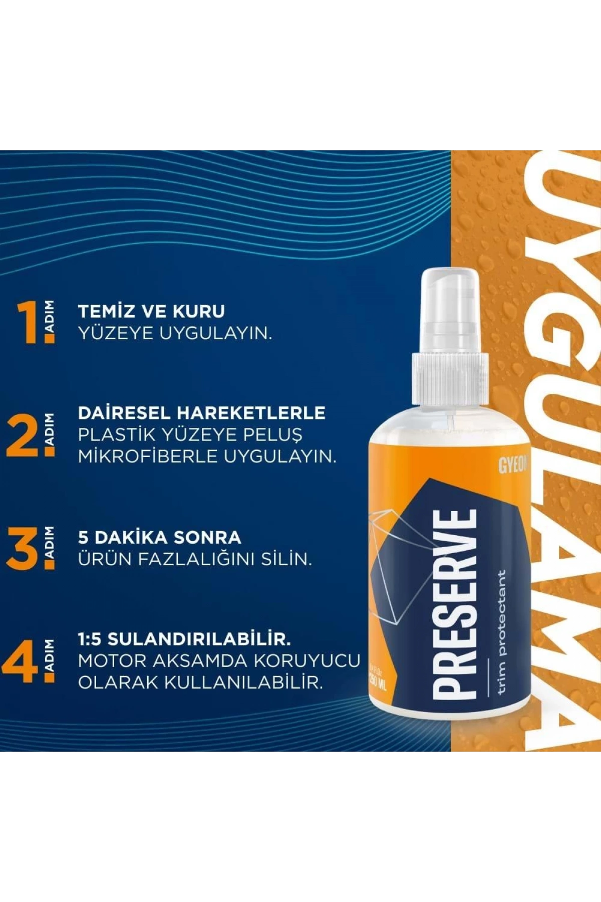 GYEON Q²M Preserve İç Dış Plastik Trim Yenileyici Ve Koruyucu - 250 ml -Mat Görünüm Plastik Onarıcı