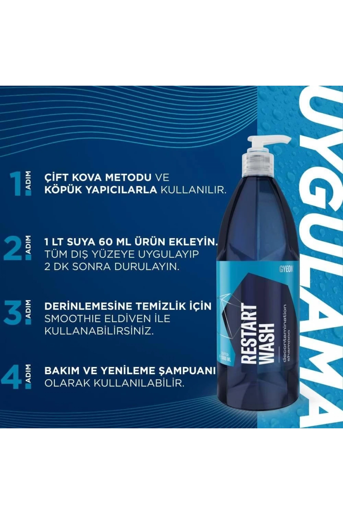 GYEON Q²M RestartWash Seramik Kaplama PPF Yenileyici Asidik Şampuan - 1000 ml -Konsantre