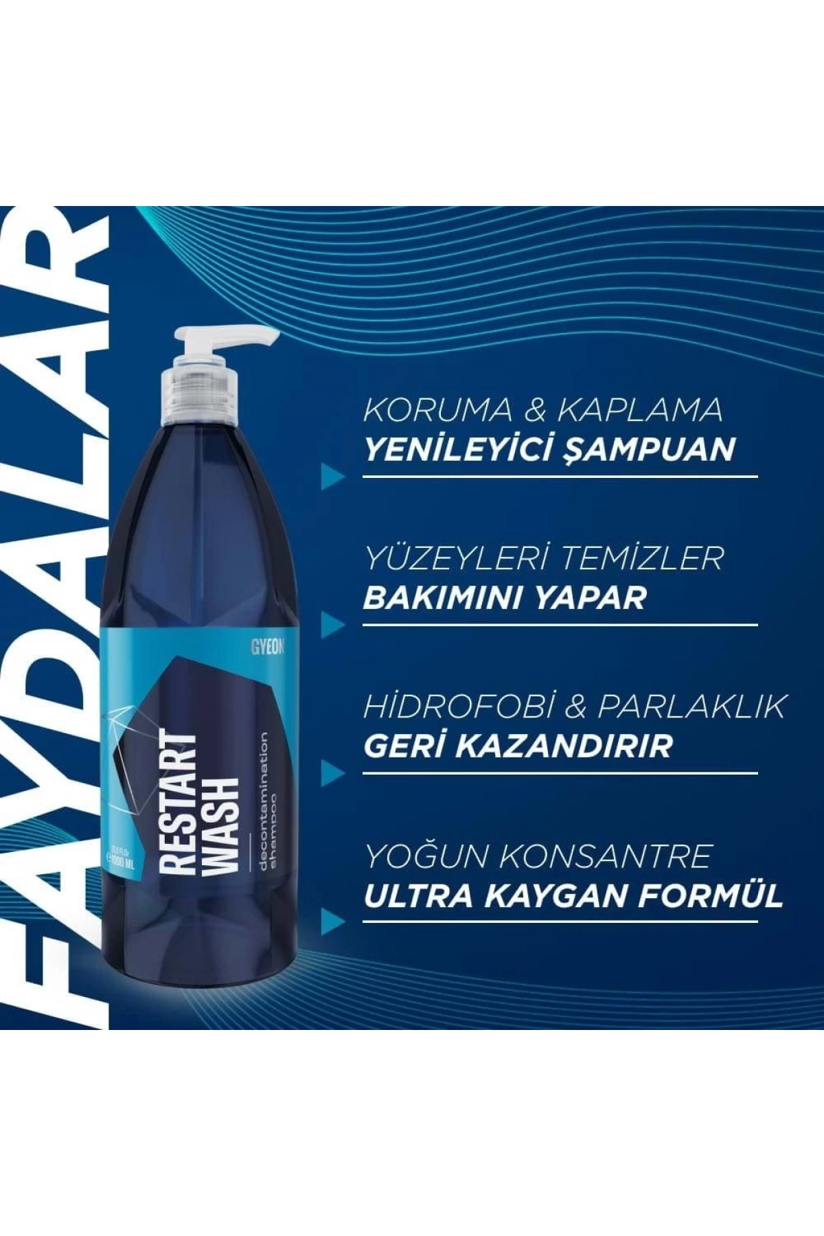 GYEON Q²M RestartWash Seramik Kaplama PPF Yenileyici Asidik Şampuan - 1000 ml -Konsantre