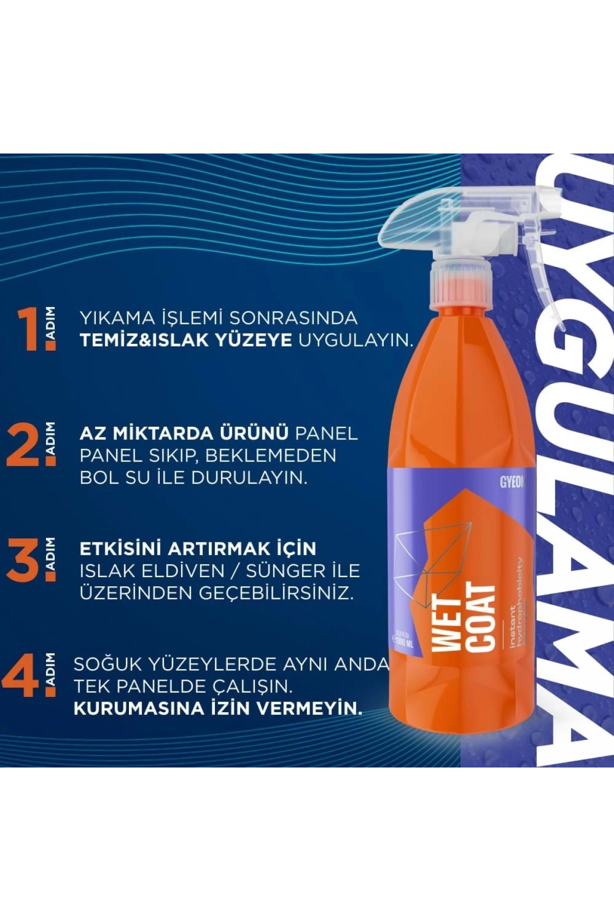 GYEON Q²M WetCoat Nano Boya Koruma Ve Seramik Sprey Hızlı Cila - 4000 ml -Su İtici Parlak Islak Cila
