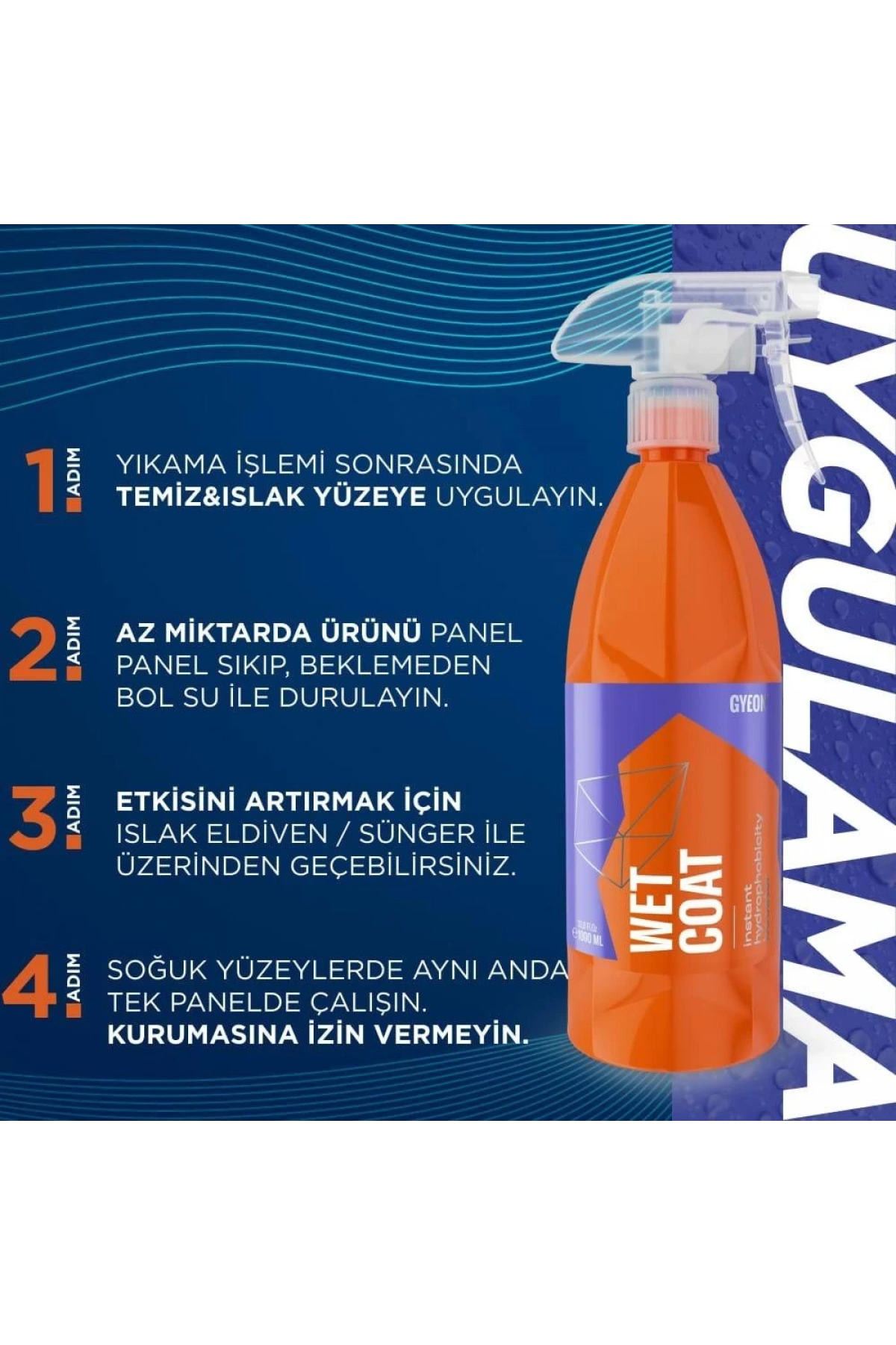 GYEON Q²M WetCoat Nano Boya Koruma Ve Seramik Sprey Hızlı Cila - 500 ml -Su İtici Parlak Islak Cila