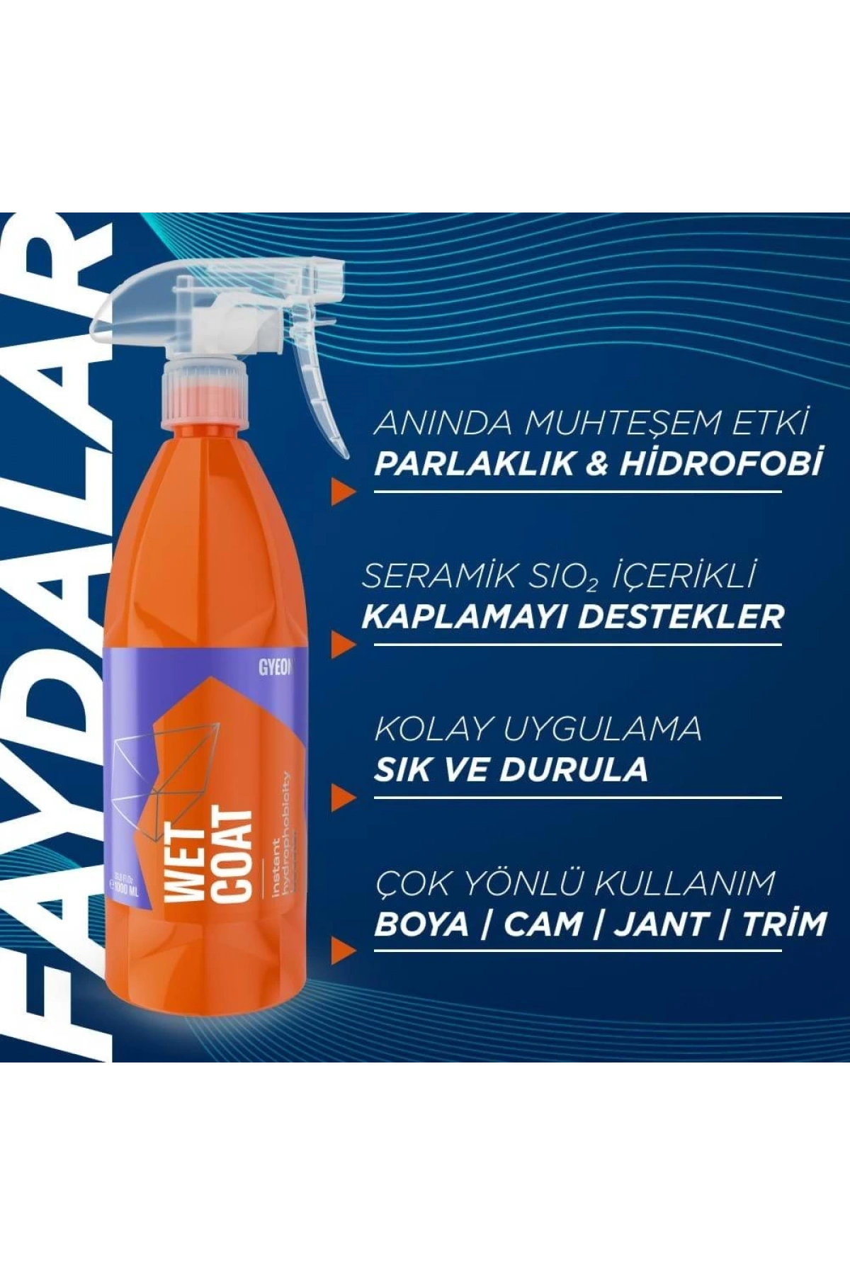 GYEON Q²M WetCoat Nano Boya Koruma Ve Seramik Sprey Hızlı Cila - 500 ml -Su İtici Parlak Islak Cila