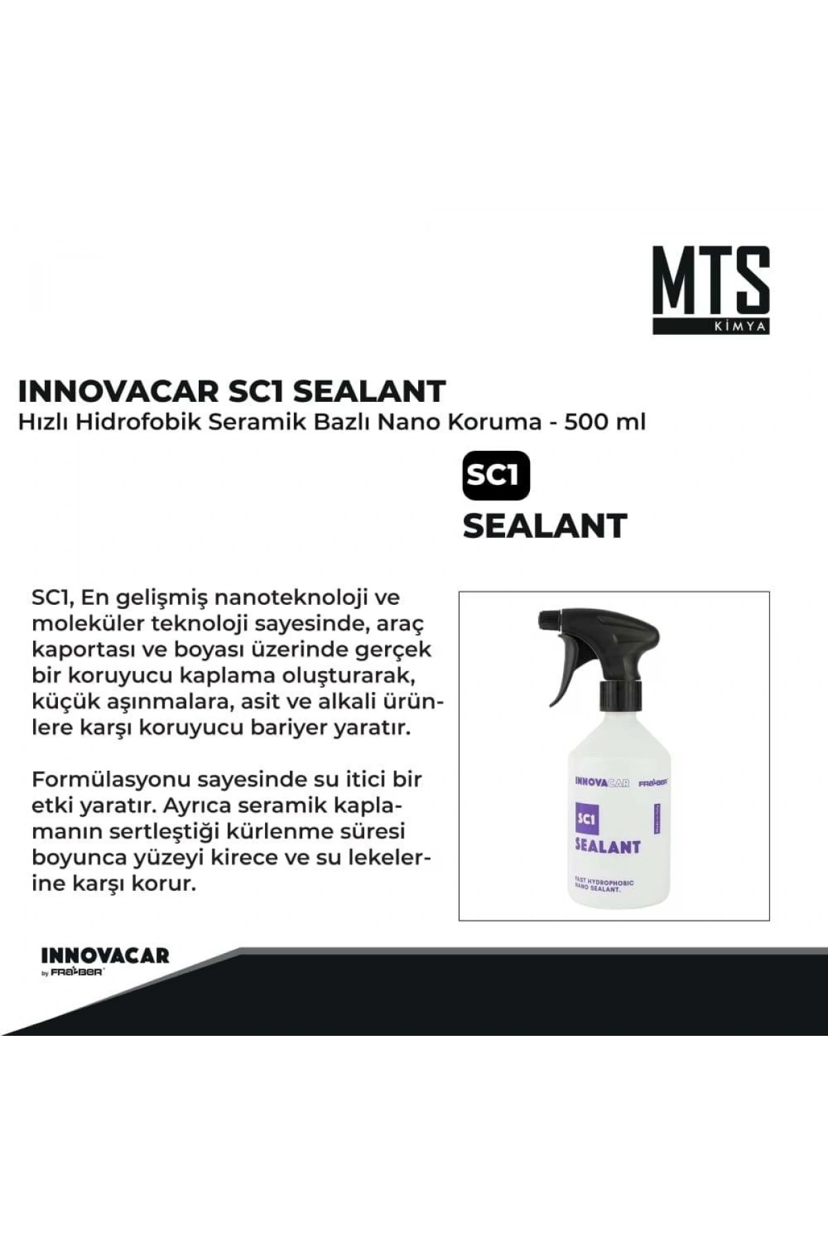 INNOVACAR SC1 SEALANT Hızlı Hidrofobik Seramik Bazlı Nano Koruma - 500 ml