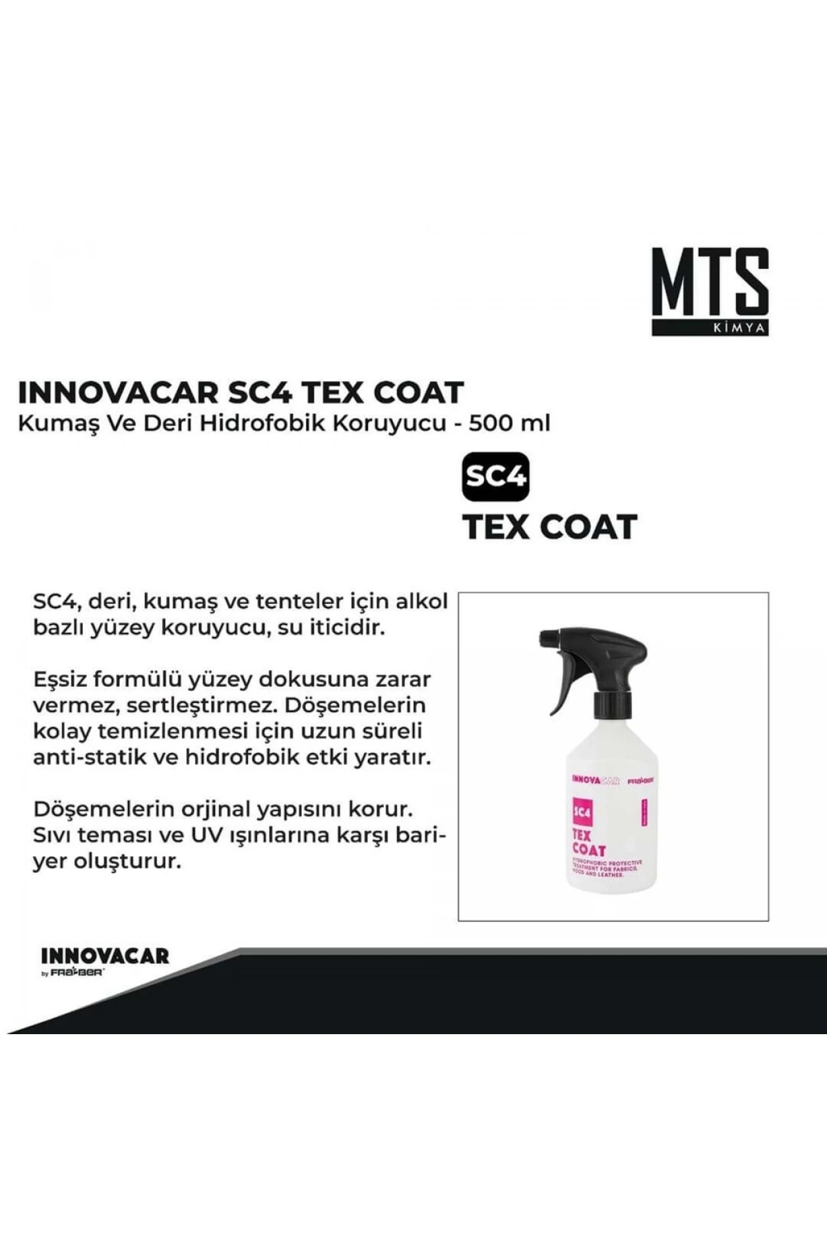 INNOVACAR SC4 TEX COAT Kumaş Ve Deri Hidrofobik Koruyucu - 500 ml