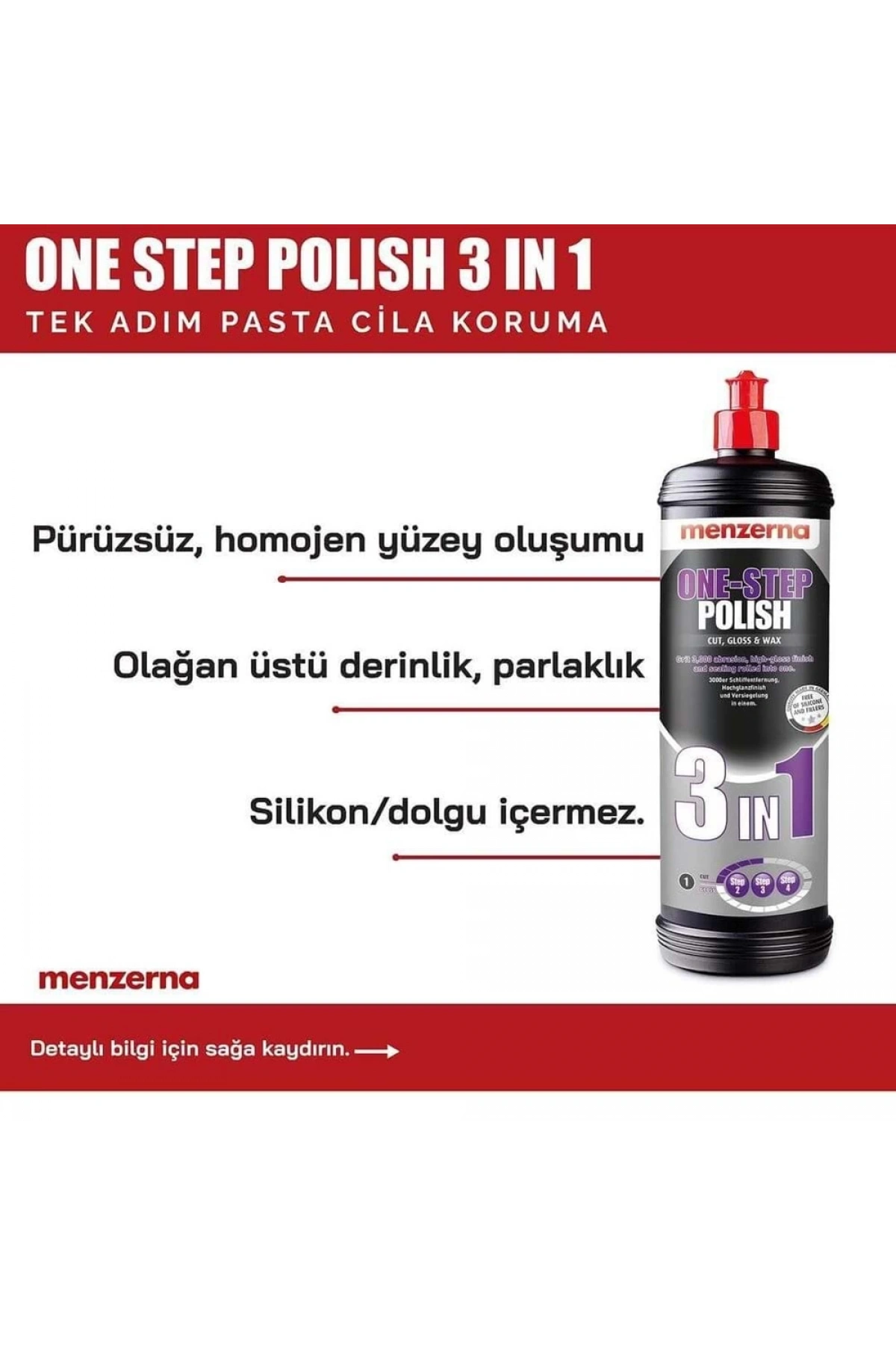 MENZERNA One-Step Polish 3in1 Tek Adım Pasta Cila Koruma 1 lt