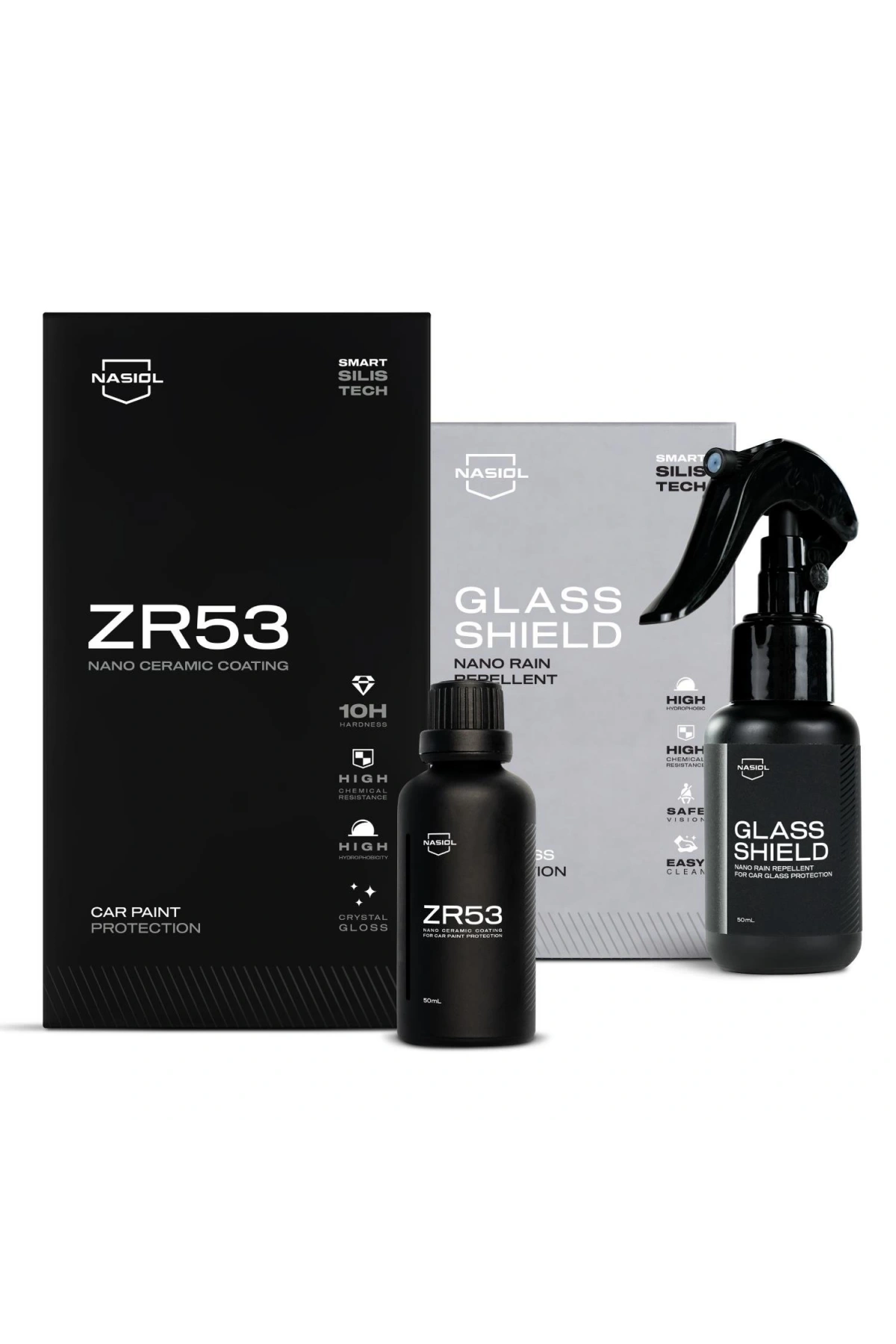 Nasiol ZR53 Araç Nano Seramik Kaplama ( 50Ml ),Boya Koruma ve Glasshield Nano Yağmur Kaydırıcı Sprey Seti ( 50Ml )