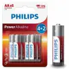 Philips Lr6p6bp/10 Lr6 Mignon 1.5 Volt 4+2 Power Alkaline Aa Kalem Pil (6li Paket)