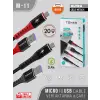 Tonex M11 Cep Telefonu Şarj Kablosu Micro USB Ultra Güçlü Metalik Kablo 20W