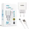 Weko Wk-21442 Pdu Qc 3.0 Amper Telefon Şarj Başlık Adaptörü + Type-c Kablo