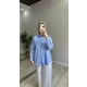 Oversize İnce Çizgili Gömlek