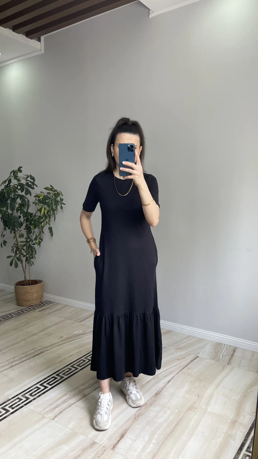 Volan Detaylı Basic Elbise