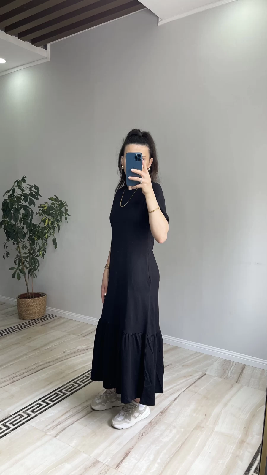 Volan Detaylı Basic Elbise